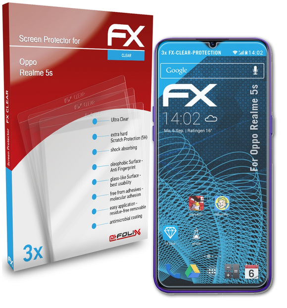 atFoliX FX-Clear Schutzfolie für Oppo Realme 5s