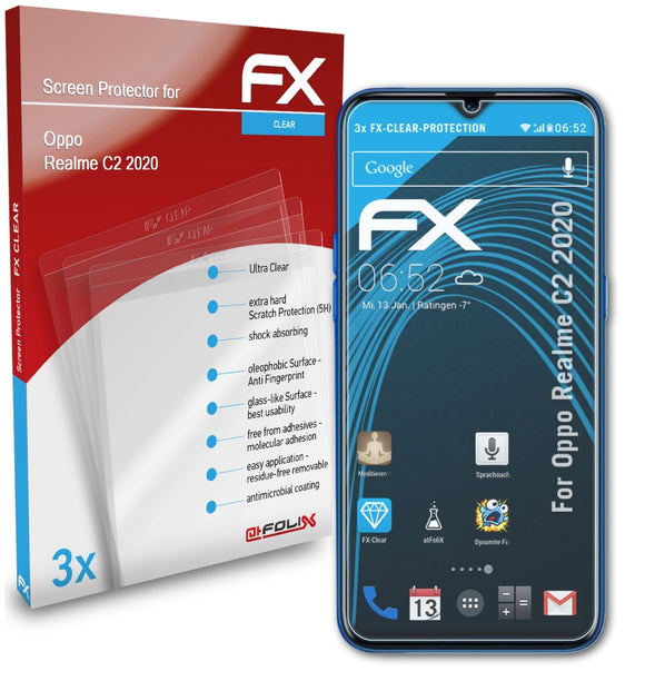 atFoliX FX-Clear Schutzfolie für Oppo Realme C2 (2020)