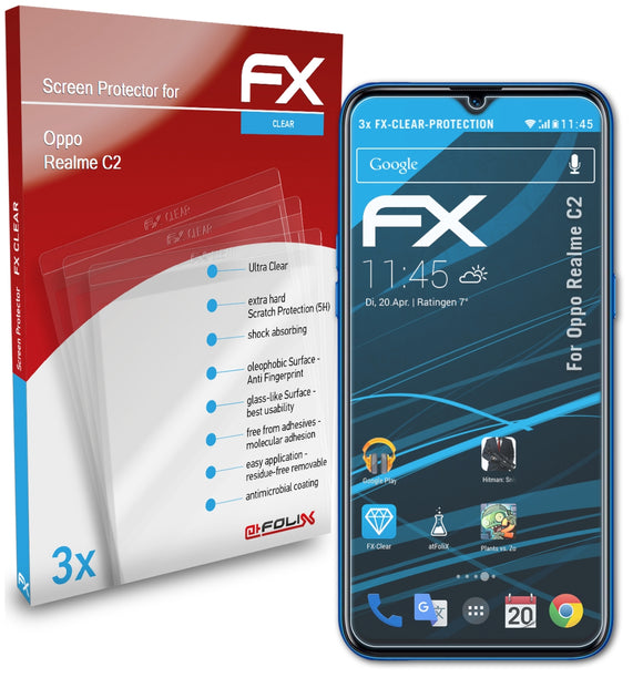 atFoliX FX-Clear Schutzfolie für Oppo Realme C2