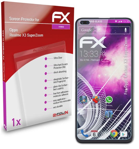 atFoliX FX-Hybrid-Glass Panzerglasfolie für Oppo Realme X3 SuperZoom