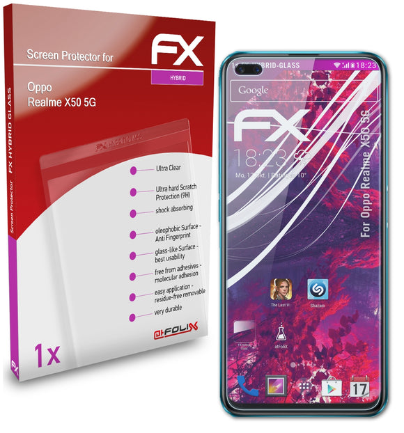 atFoliX FX-Hybrid-Glass Panzerglasfolie für Oppo Realme X50 5G