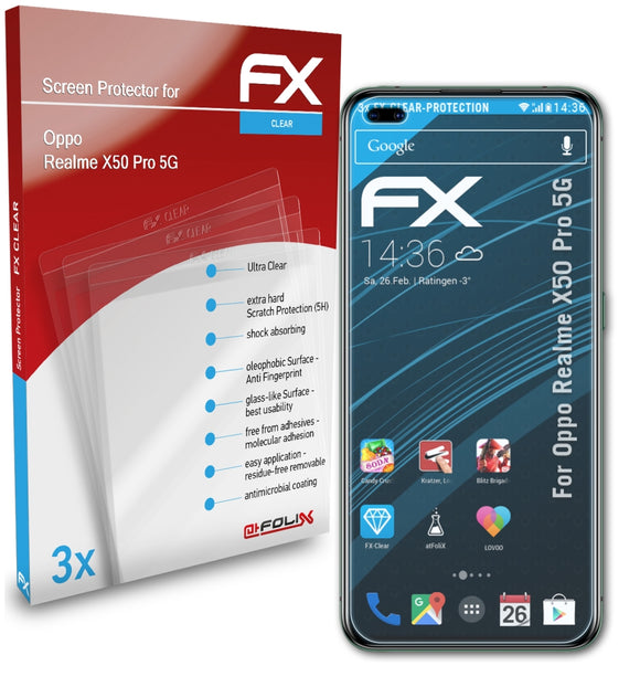 atFoliX FX-Clear Schutzfolie für Oppo Realme X50 Pro 5G