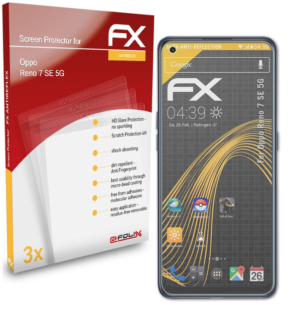 atFoliX FX-Antireflex Displayschutzfolie für Oppo Reno 7 SE 5G