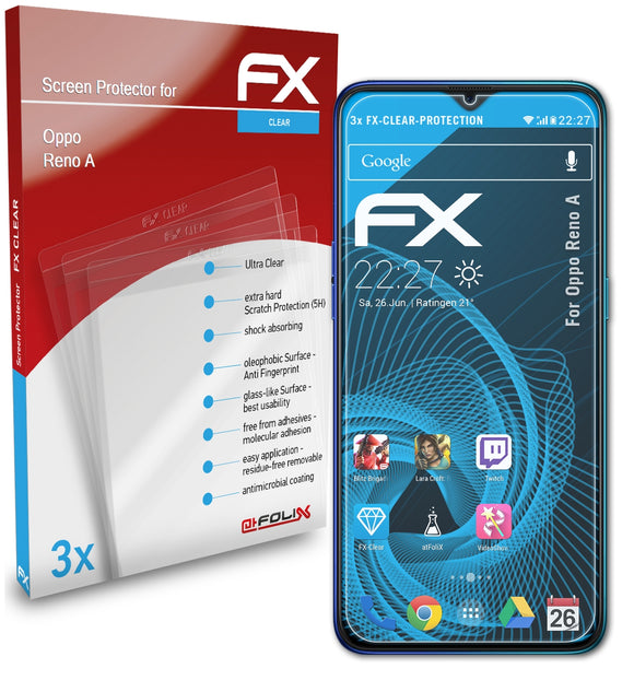 atFoliX FX-Clear Schutzfolie für Oppo Reno A
