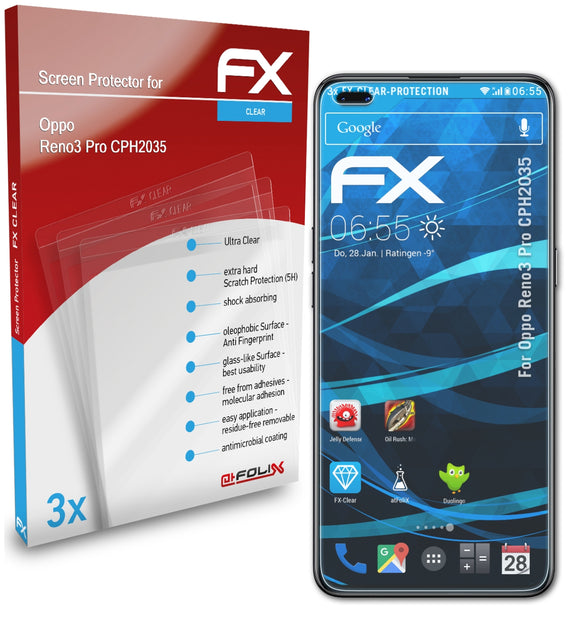 atFoliX FX-Clear Schutzfolie für Oppo Reno3 Pro (CPH2035)