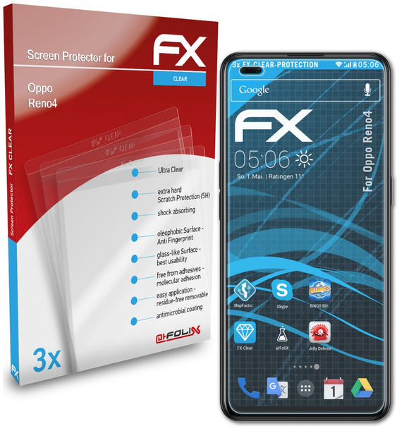 atFoliX FX-Clear Schutzfolie für Oppo Reno4