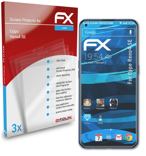atFoliX FX-Clear Schutzfolie für Oppo Reno4 SE
