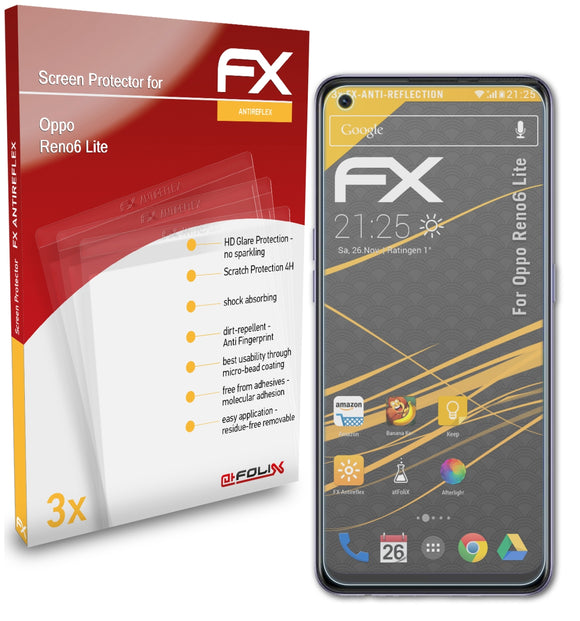 atFoliX FX-Antireflex Displayschutzfolie für Oppo Reno6 Lite