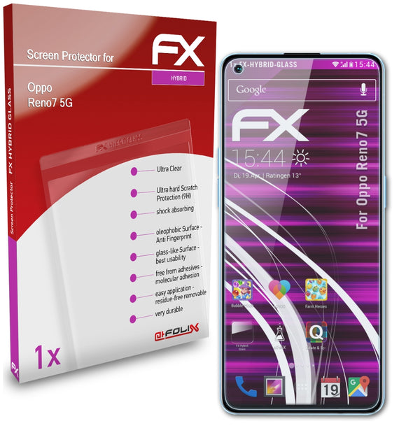 atFoliX FX-Hybrid-Glass Panzerglasfolie für Oppo Reno7 5G