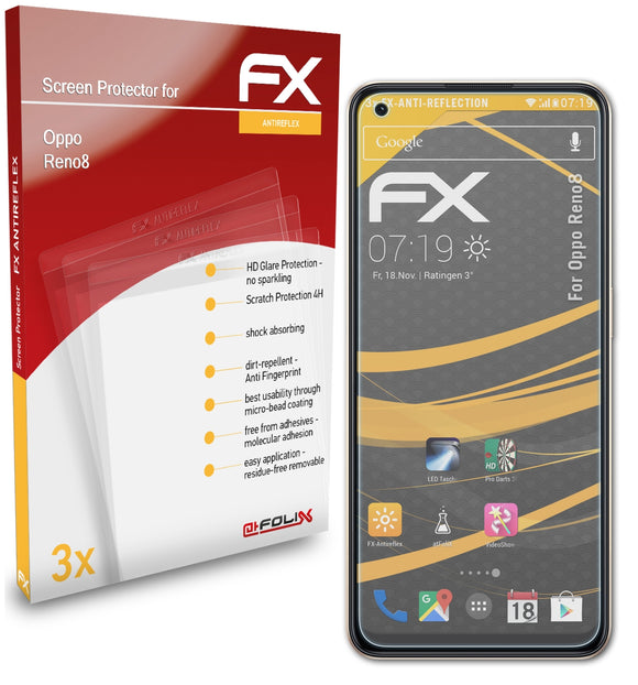 atFoliX FX-Antireflex Displayschutzfolie für Oppo Reno8