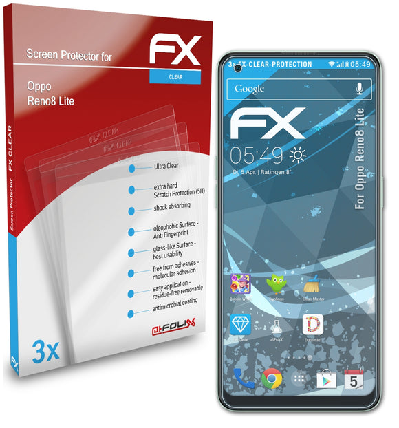 atFoliX FX-Clear Schutzfolie für Oppo Reno8 Lite