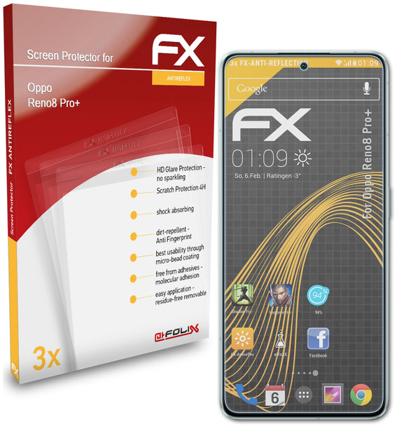 atFoliX FX-Antireflex Displayschutzfolie für Oppo Reno8 Pro+
