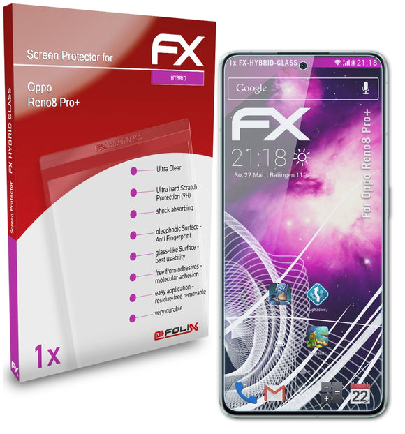 atFoliX FX-Hybrid-Glass Panzerglasfolie für Oppo Reno8 Pro+