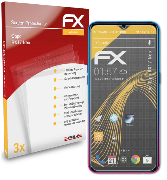 atFoliX FX-Antireflex Displayschutzfolie für Oppo RX17 Neo