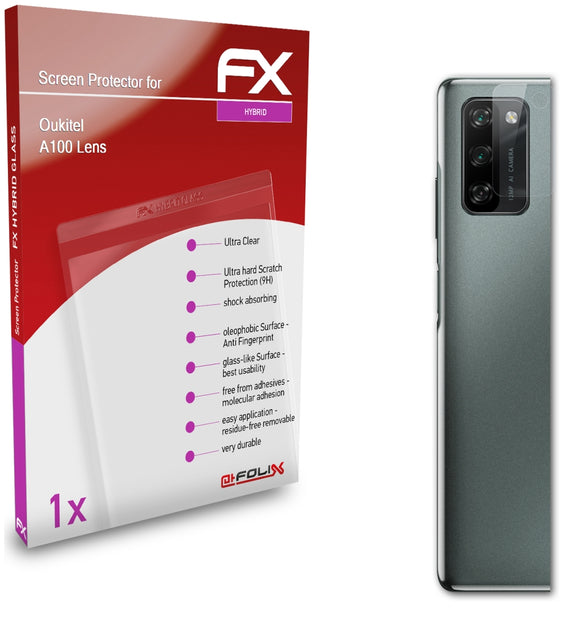 atFoliX FX-Hybrid-Glass Panzerglasfolie für Oukitel A100 Lens