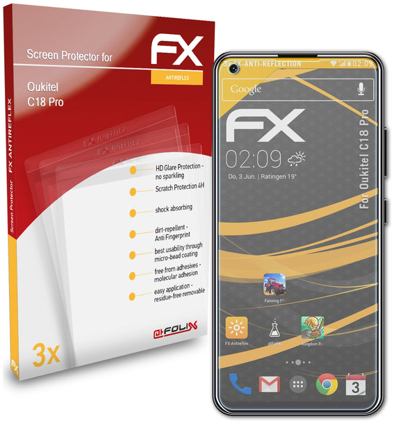 atFoliX FX-Antireflex Displayschutzfolie für Oukitel C18 Pro