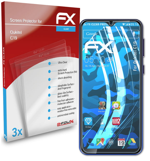 atFoliX FX-Clear Schutzfolie für Oukitel C19