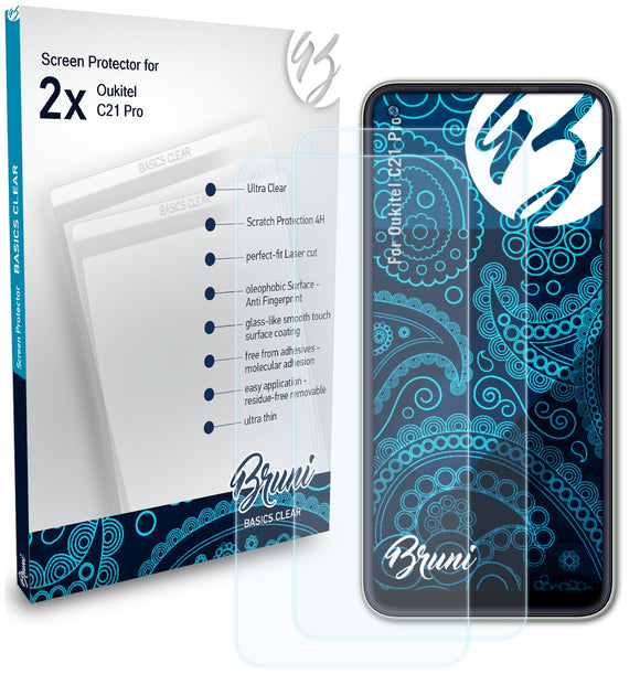 Bruni Basics-Clear Displayschutzfolie für Oukitel C21 Pro