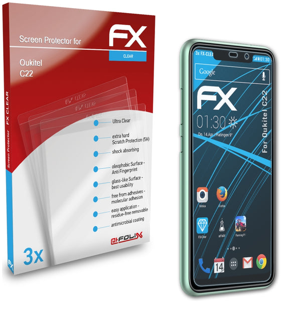 atFoliX FX-Clear Schutzfolie für Oukitel C22