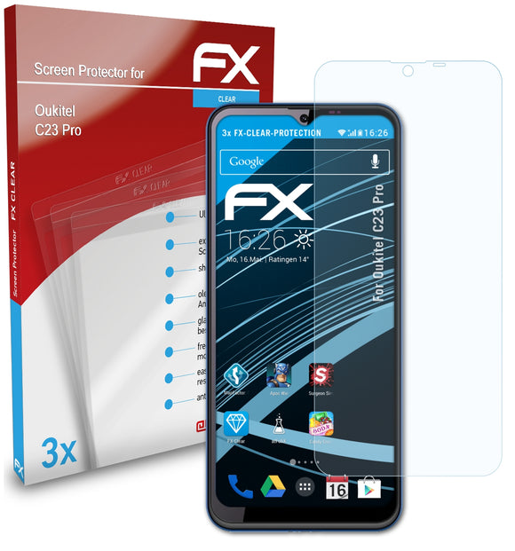 atFoliX FX-Clear Schutzfolie für Oukitel C23 Pro