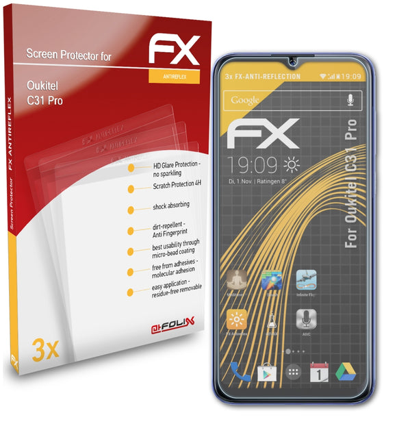 atFoliX FX-Antireflex Displayschutzfolie für Oukitel C31 Pro