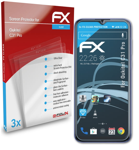 atFoliX FX-Clear Schutzfolie für Oukitel C31 Pro