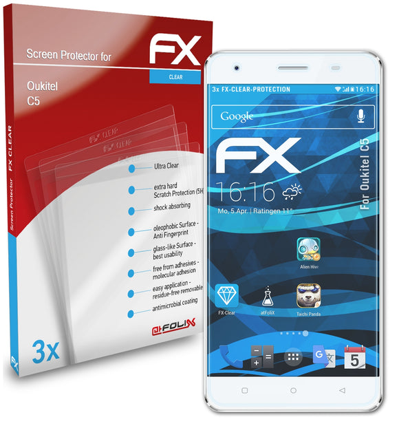 atFoliX FX-Clear Schutzfolie für Oukitel C5