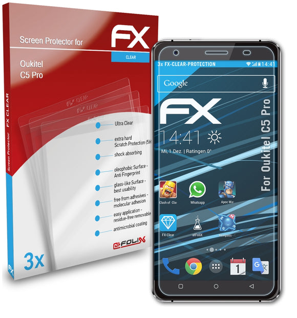 atFoliX FX-Clear Schutzfolie für Oukitel C5 Pro