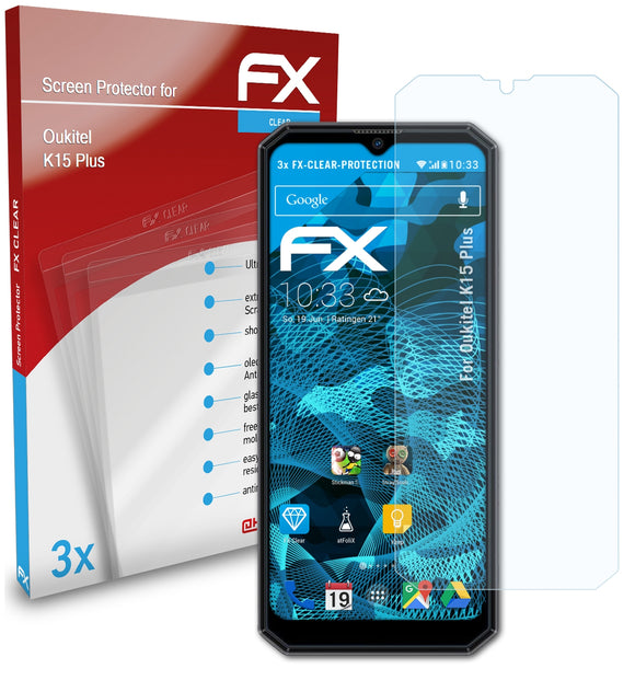 atFoliX FX-Clear Schutzfolie für Oukitel K15 Plus
