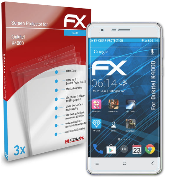 atFoliX FX-Clear Schutzfolie für Oukitel K4000
