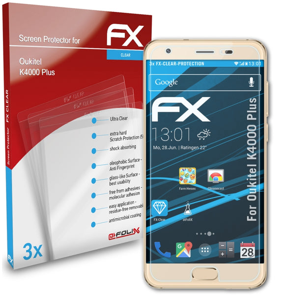 atFoliX FX-Clear Schutzfolie für Oukitel K4000 Plus