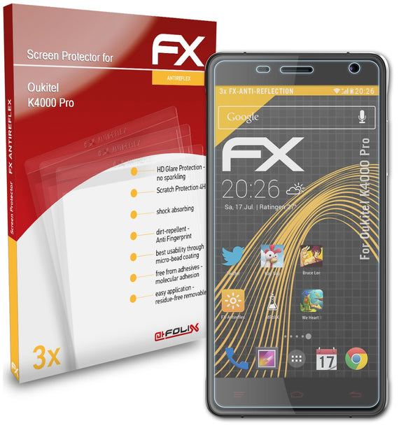 atFoliX FX-Antireflex Displayschutzfolie für Oukitel K4000 Pro