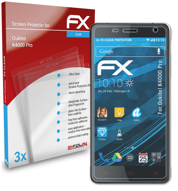atFoliX FX-Clear Schutzfolie für Oukitel K4000 Pro