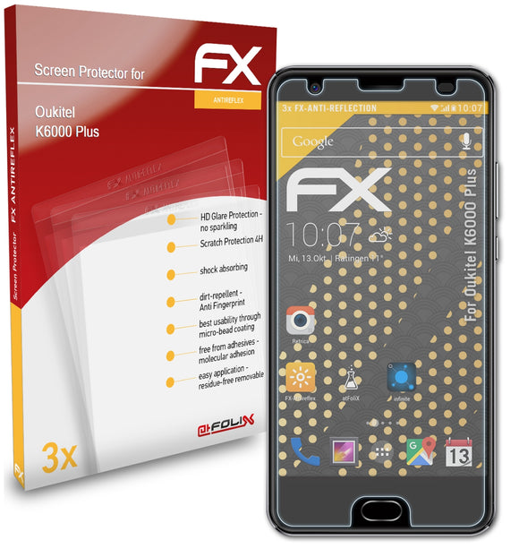 atFoliX FX-Antireflex Displayschutzfolie für Oukitel K6000 Plus