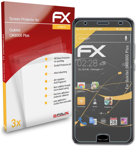 atFoliX FX-Antireflex Displayschutzfolie für Oukitel OK6000 Plus