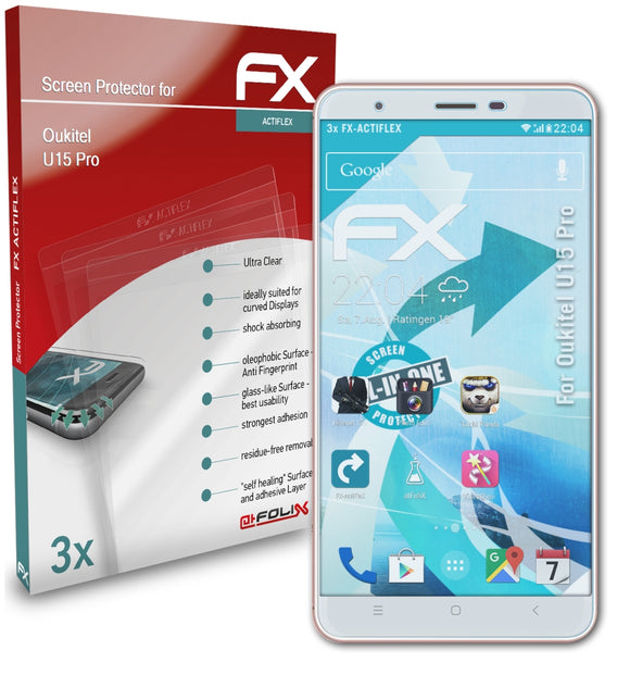 atFoliX FX-ActiFleX Displayschutzfolie für Oukitel U15 Pro