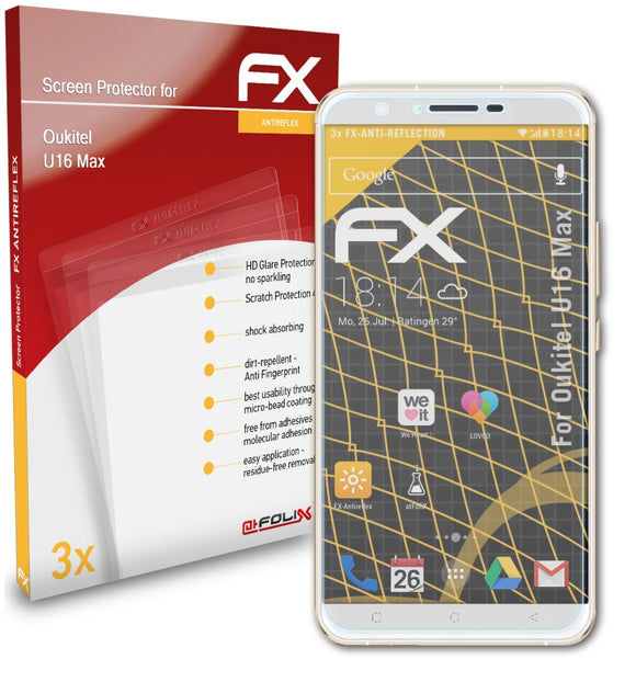 atFoliX FX-Antireflex Displayschutzfolie für Oukitel U16 Max