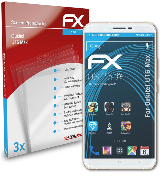 atFoliX FX-Clear Schutzfolie für Oukitel U16 Max