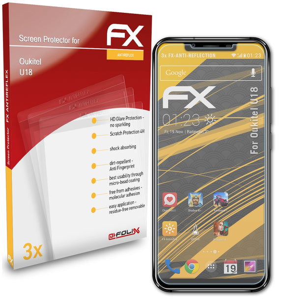 atFoliX FX-Antireflex Displayschutzfolie für Oukitel U18