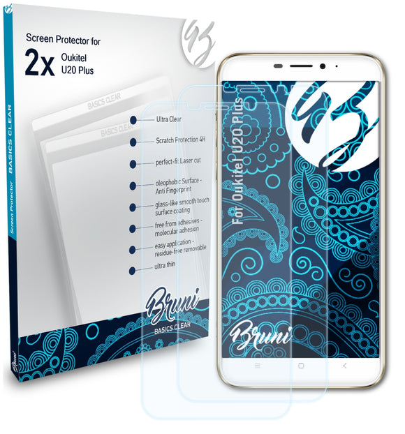 Bruni Basics-Clear Displayschutzfolie für Oukitel U20 Plus