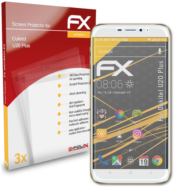 atFoliX FX-Antireflex Displayschutzfolie für Oukitel U20 Plus