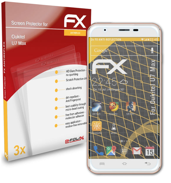 atFoliX FX-Antireflex Displayschutzfolie für Oukitel U7 Max