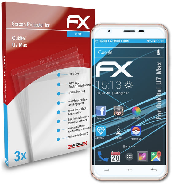 atFoliX FX-Clear Schutzfolie für Oukitel U7 Max
