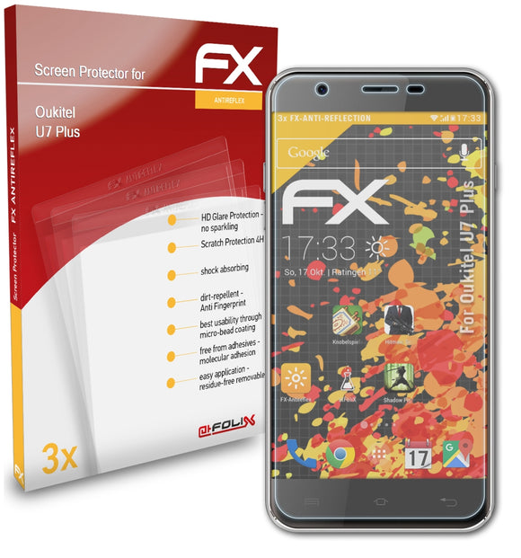 atFoliX FX-Antireflex Displayschutzfolie für Oukitel U7 Plus