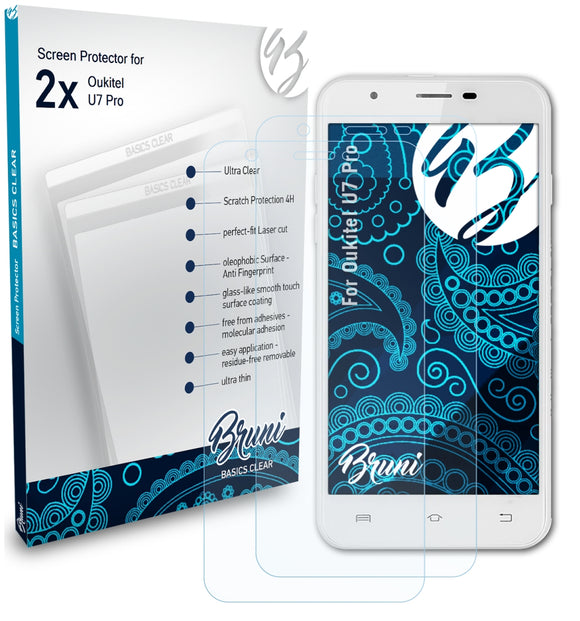 Bruni Basics-Clear Displayschutzfolie für Oukitel U7 Pro