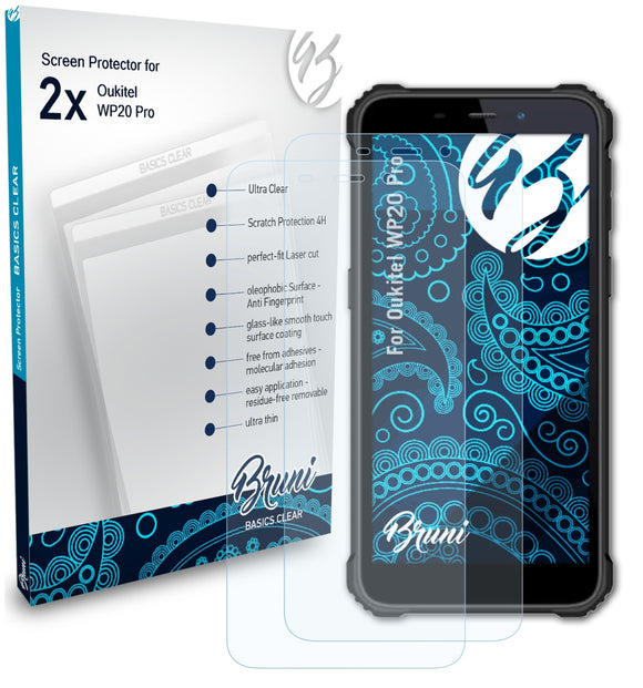 Bruni Basics-Clear Displayschutzfolie für Oukitel WP20 Pro