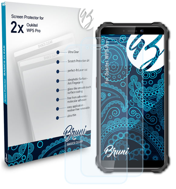 Bruni Basics-Clear Displayschutzfolie für Oukitel WP5 Pro