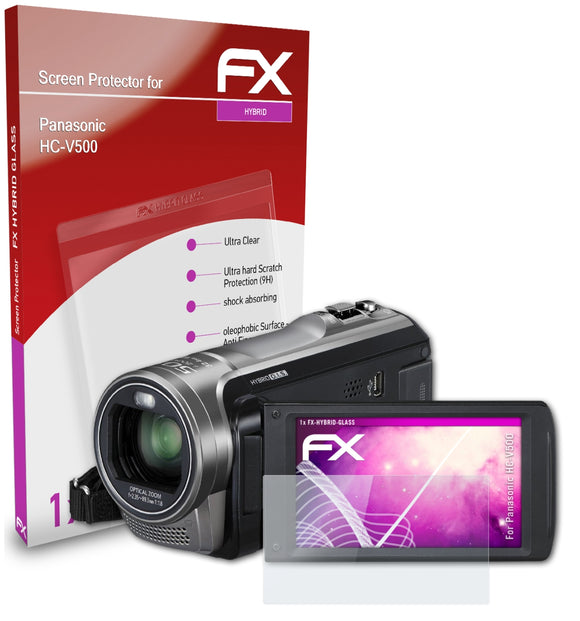 atFoliX FX-Hybrid-Glass Panzerglasfolie für Panasonic HC-V500