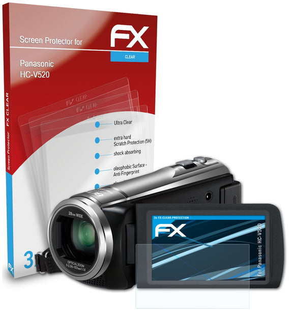 atFoliX FX-Clear Schutzfolie für Panasonic HC-V520