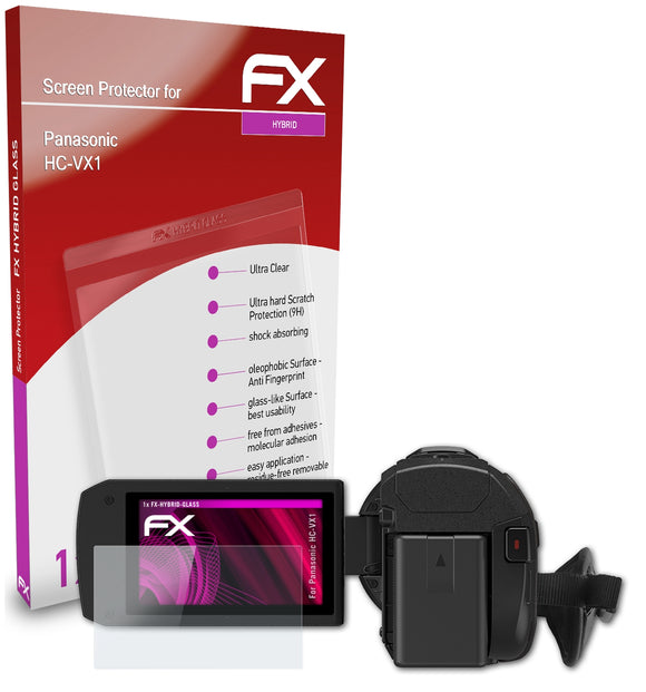 atFoliX FX-Hybrid-Glass Panzerglasfolie für Panasonic HC-VX1